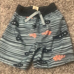 Okie Dokie Navy Swim Shorts adorable submarine with school of fish pattern